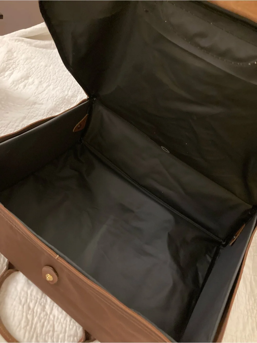 Longchamp Brown Nylon Travel Bag with Leather Trim